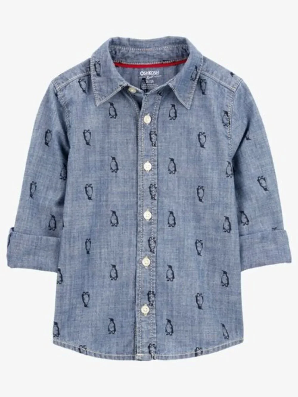 OshKosh Penguin Print Cotton Button-Front Shirt